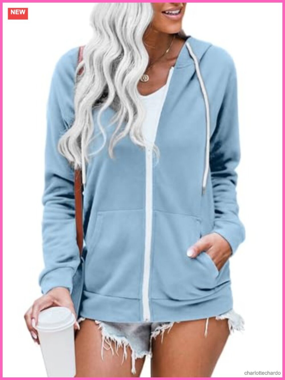 Women's Casual Full Zip Up Hoodie, Comfy Loose Long Sleeve Sweatshirt Jacket